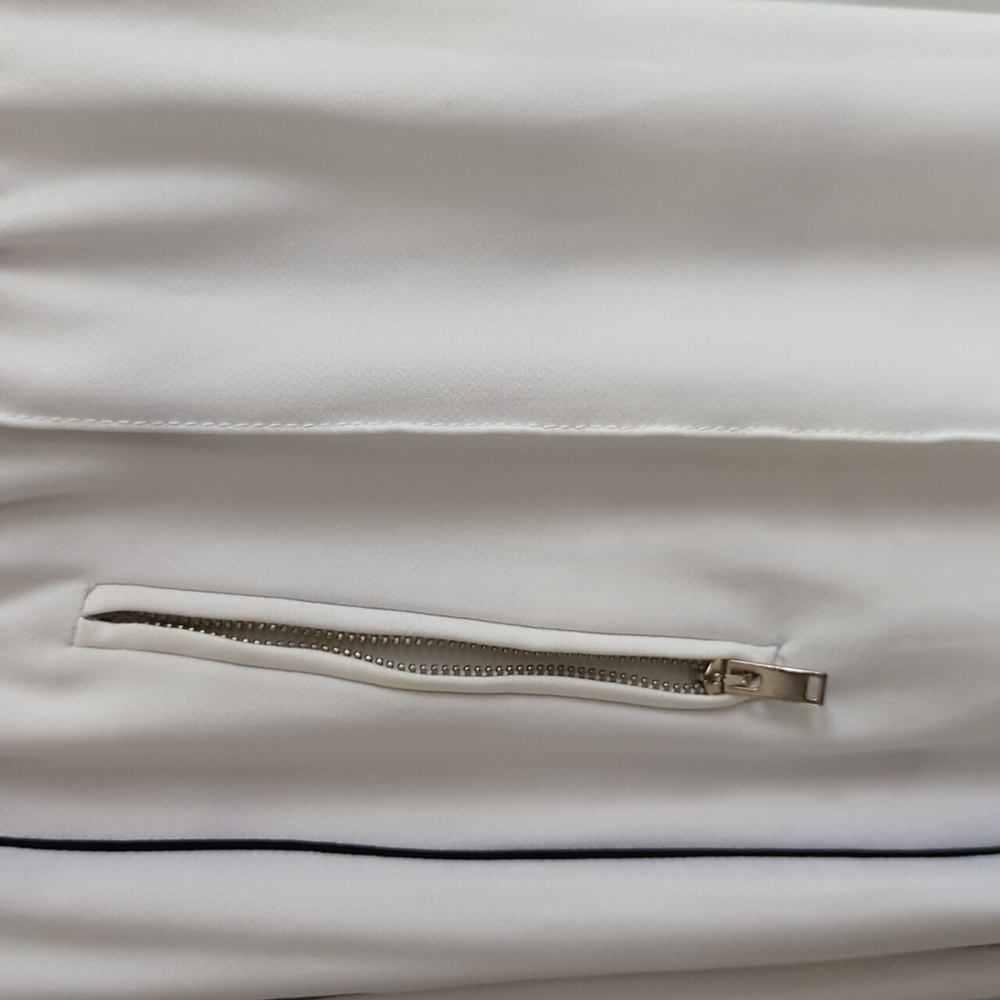 Zara Basic Medium Pants White With Black Detailing - image 4